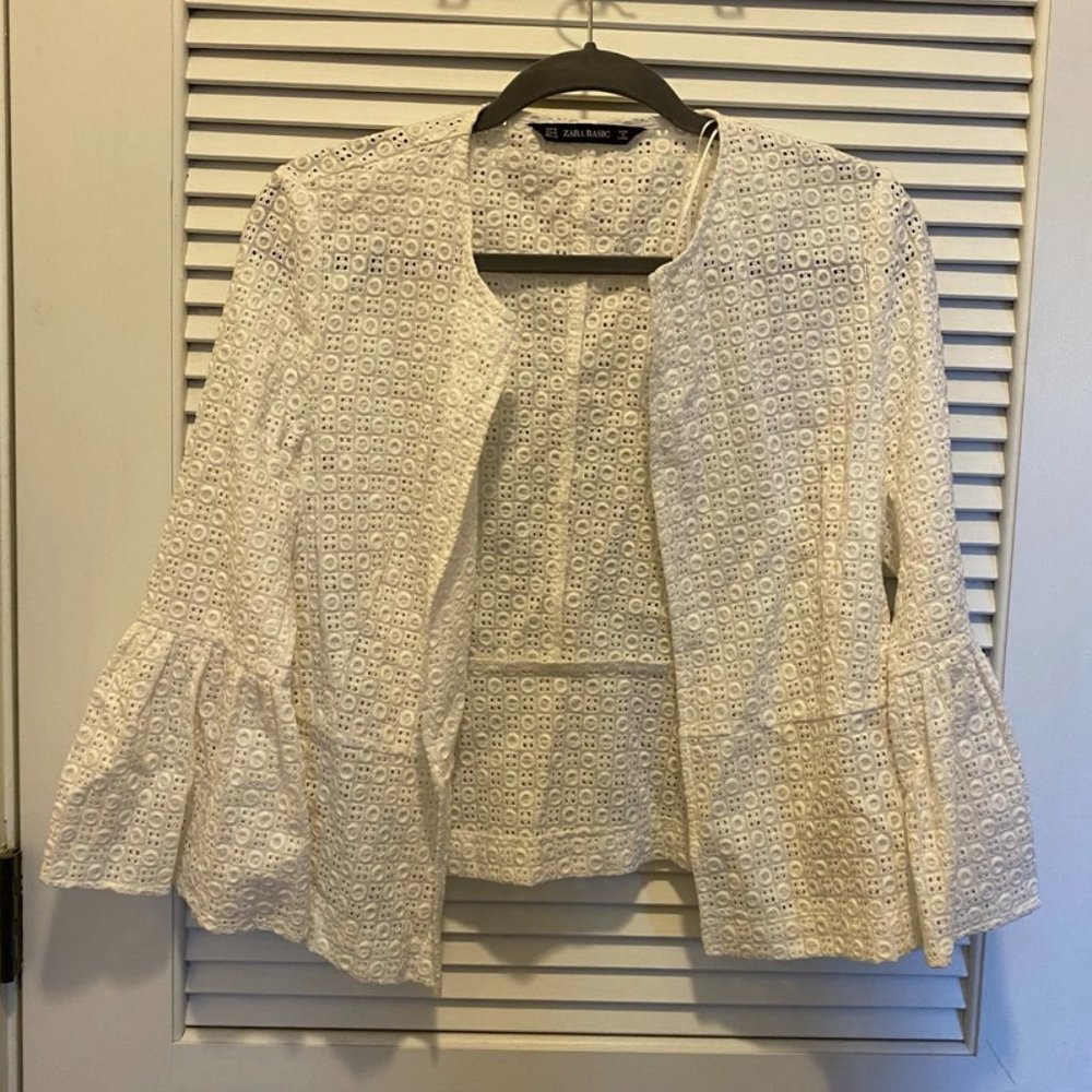 Peplum Eyelet Cardigan